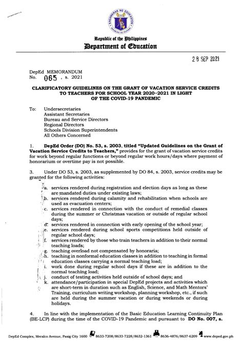 vsc meaning in deped|DepEd Clarificatory Guidelines on the Grant of Vacation.